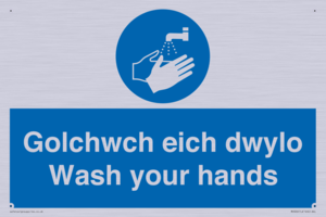 golchwch eich dwylo / wash your hands - safety sign